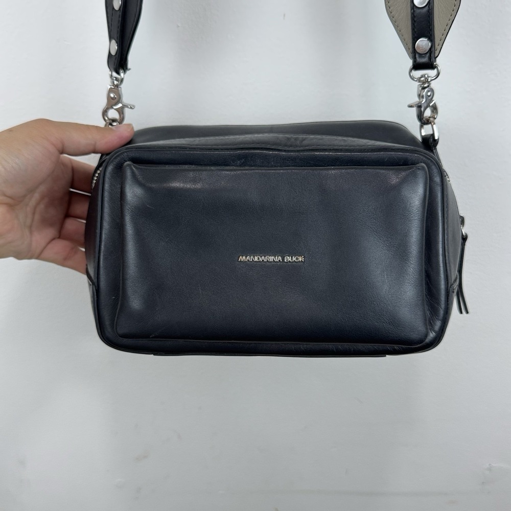 Mandarina Duck black leather Cross Body bag , Shoulder Bag ,handbag